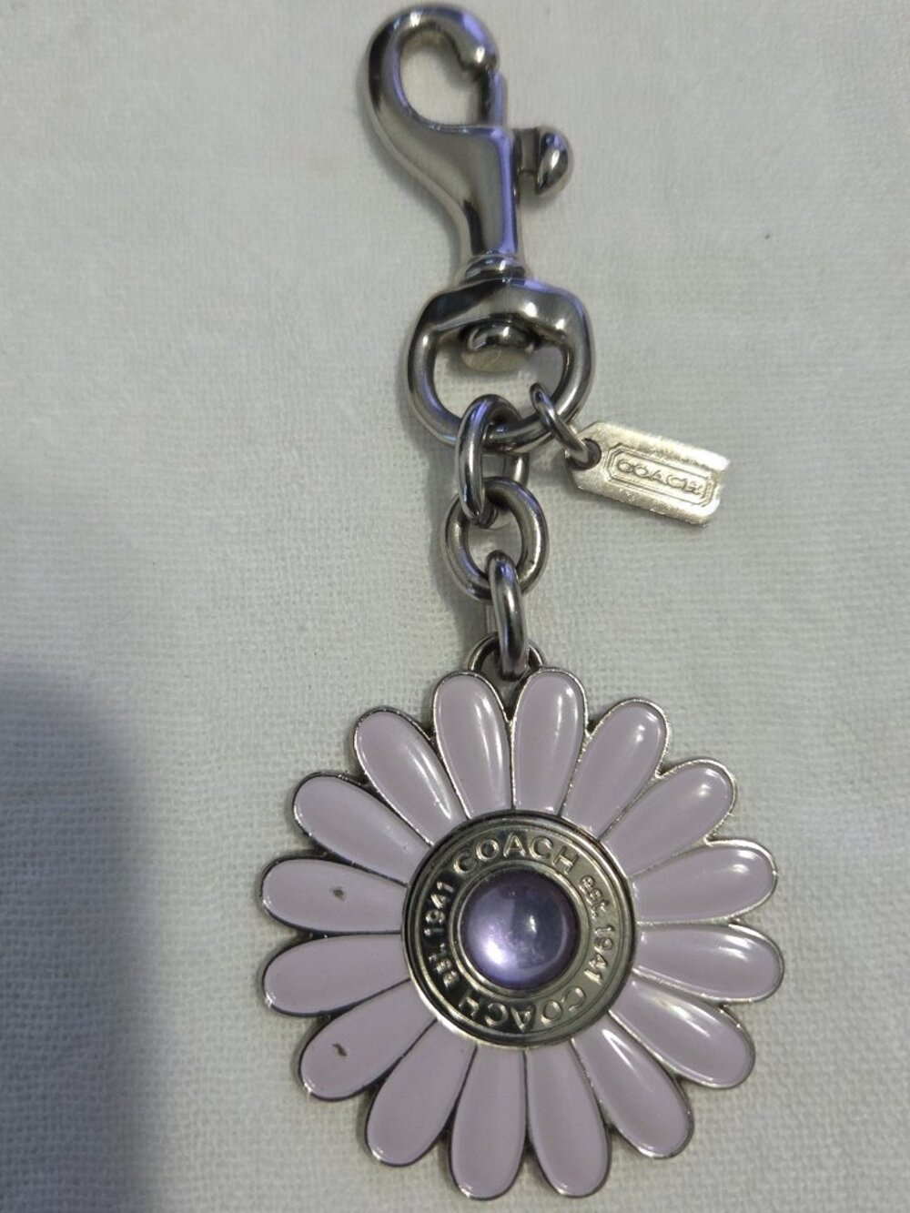 EUC Vintage Y2K Coach Enameled Flower Keychain/Charm - Lilac/Pink